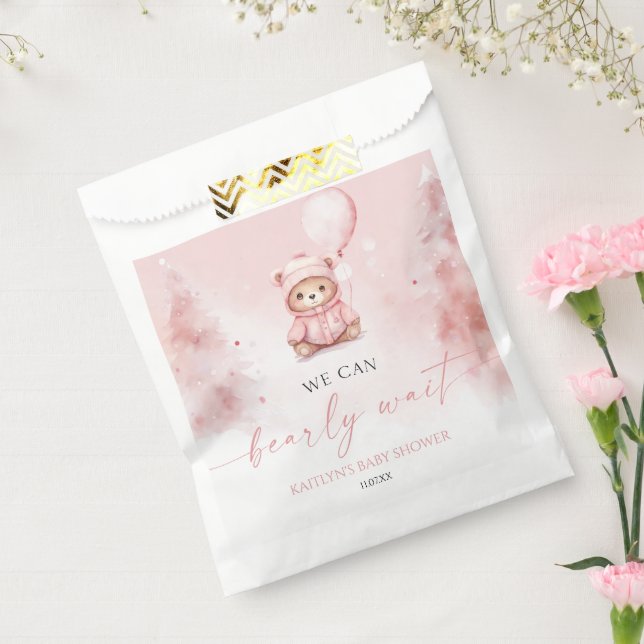 We Can Bearly Wait Winter Teddy Bear Baby Shower Favor Bag (Sealed)