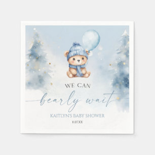 We Can Bearly Wait Winter Teddy Bear Baby Shower Napkins