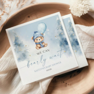 We Can Bearly Wait Winter Teddy Bear Baby Shower Napkins