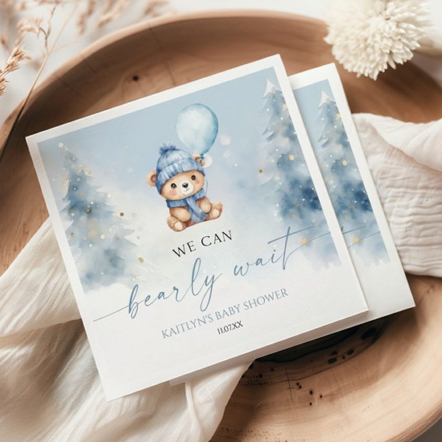 We Can Bearly Wait Winter Teddy Bear Baby Shower Napkins (Creator Uploaded)
