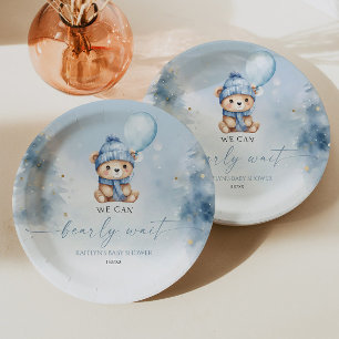 We Can Bearly Wait Winter Teddy Bear Baby Shower Paper Plates