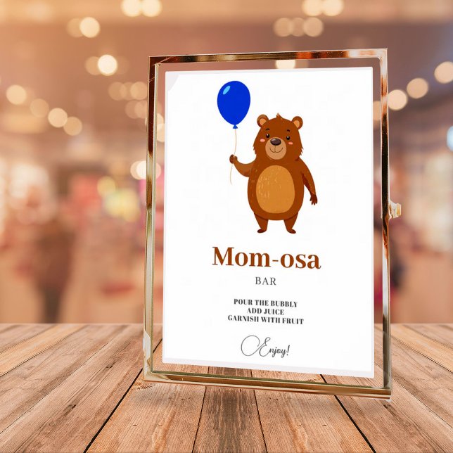 We Can Bearly Wait Wood Baby Shower Mom-osa Bar Poster (Creator Uploaded)