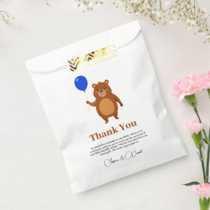 We Can Bearly Wait Wood Teddy Bear Baby Shower Favor Bag