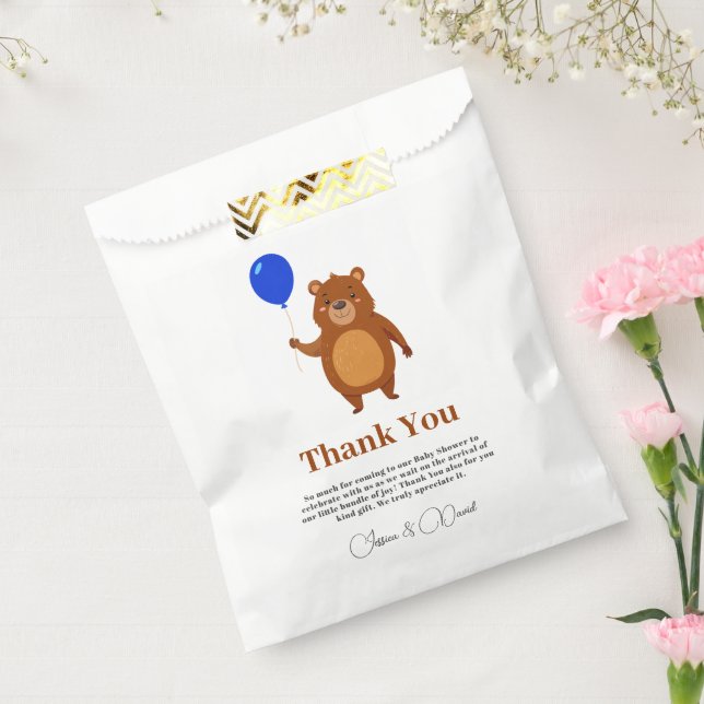 We Can Bearly Wait Wood Teddy Bear Baby Shower Favor Bag (Sealed)