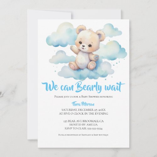 We can Bearly wait woodland baby bear shower  Invitation
