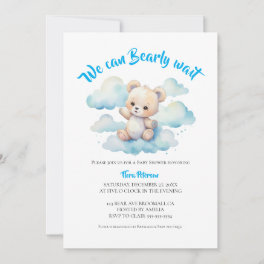 We can Bearly wait woodland baby bear shower Invitation