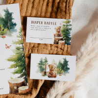 We Can Bearly Wait Woodland Diaper Raffle Cards