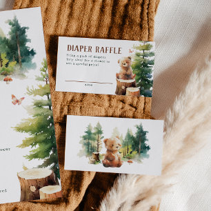 We Can Bearly Wait Woodland Diaper Raffle Cards