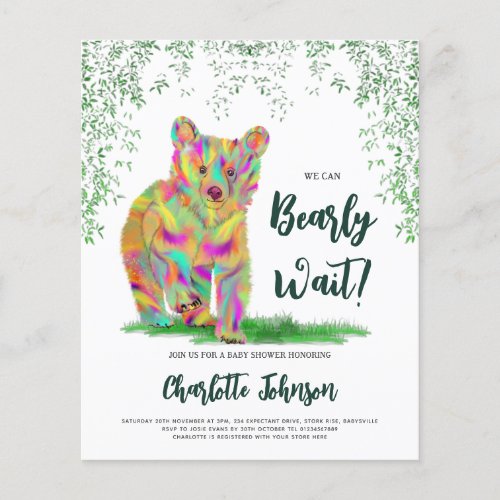 We Can Bearly Wait Woodland Foliage Colorful Bear Flyer