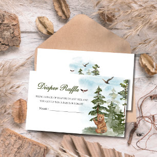 We Can Bearly Wait Woodland shower Baby Diaper Enclosure Card