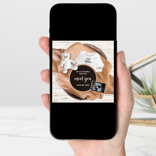 We Can Bearly Wait You  Cute Photo Pregnancy Announcement (Front Digital)