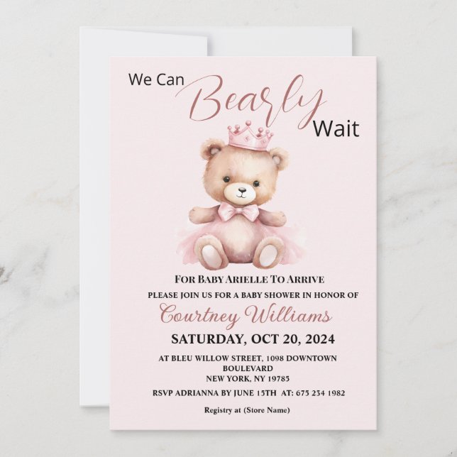 We Can Bearly WaitBaby Shower Invitation (Front)
