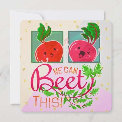 We Can Beet This  Motivational Quote Pun Holiday Card
