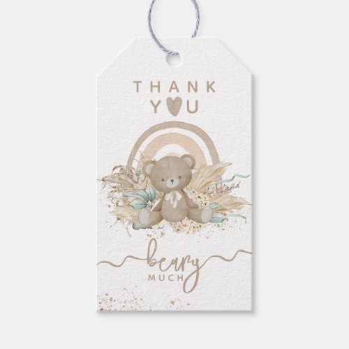 We can Berly wait Boho Bear Baby Shower Thank Gift Tags