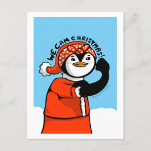We can Christmas Penguin Holiday Postcard