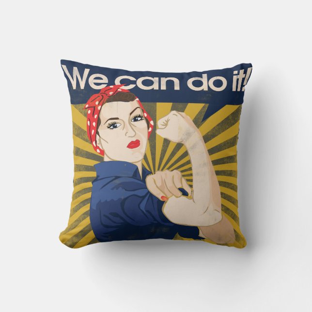 We can do it feminism throw pillow (Front)