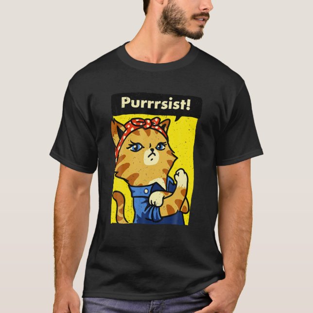 We Can Do It Poster Strong Women's March Cat Lover T-Shirt (Front)