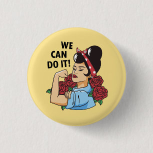 We Can Do It Rockabilly Rosie Feminist Button