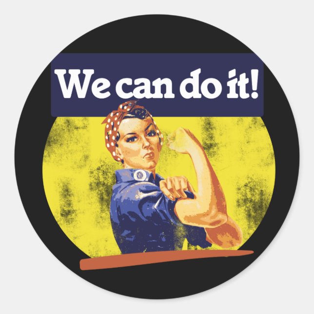 We can do it rosie the riveter classic round sticker (Front)