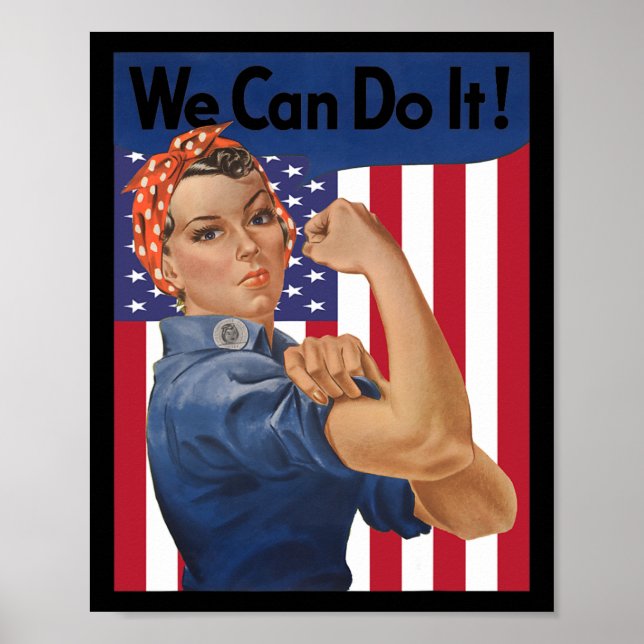 We Can Do It Rosie The Riveter Feminist Usa Flag R Poster (Front)