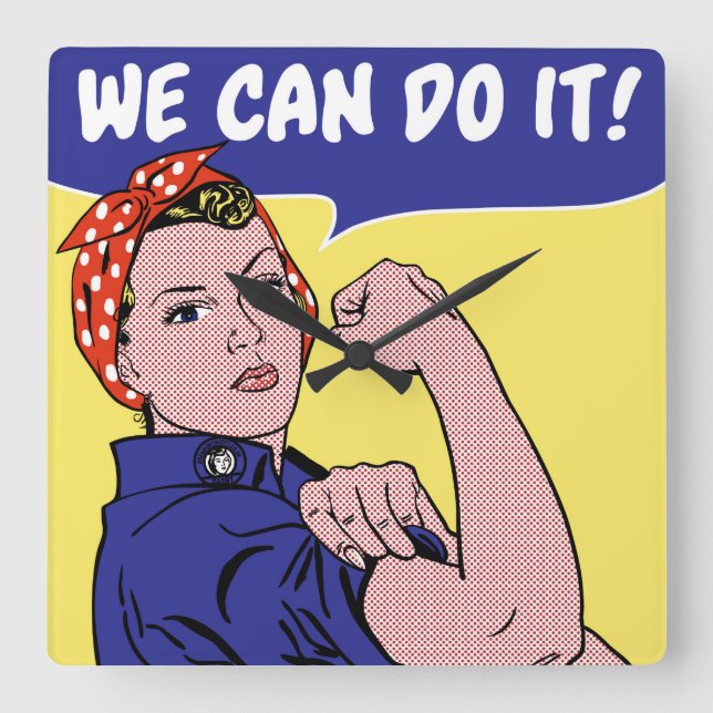 We Can Do It! Rosie the Riveter Remix Pop Art Square Wall Clock (Front)