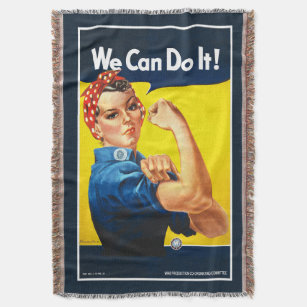 "We Can Do It!" Rosie The Riveter Throw Blanket