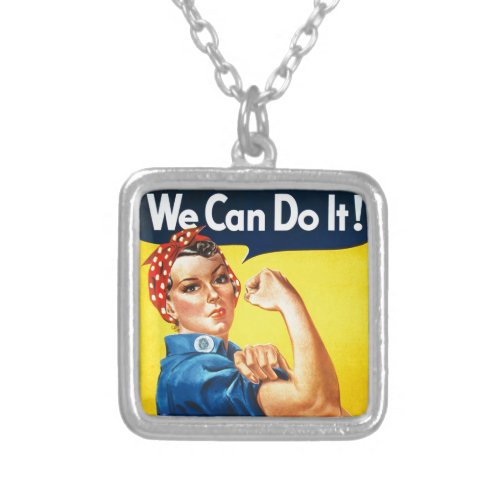 We can do it _ Rosie the Riveter Vintage Icon Silver Plated Necklace