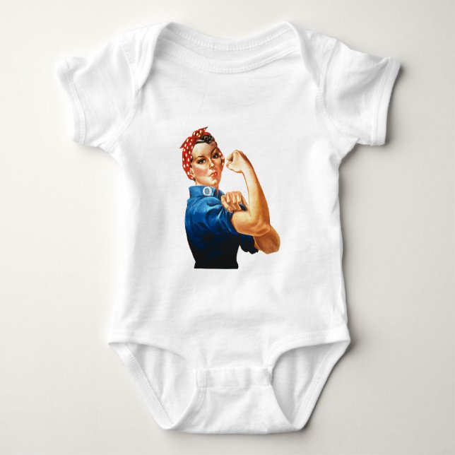 We Can Do It Rosie the Riveter Women Power Baby Bodysuit (Front)