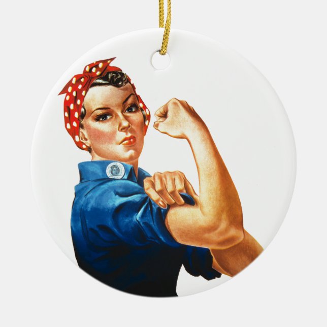 We Can Do It Rosie the Riveter Women Power Ceramic Ornament (Front)