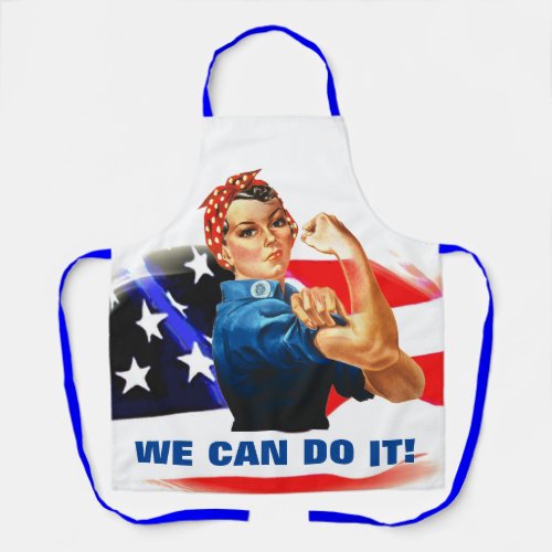 We Can Do It Rosie the Riveter Women Power US Flag Apron