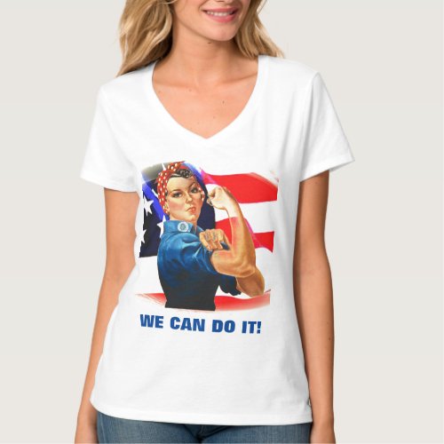 We Can Do It Rosie the Riveter Women Power US Flag T_Shirt