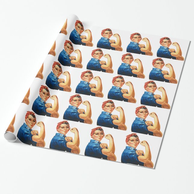 We Can Do It Rosie the Riveter Women Power Wrapping Paper (Unrolled)