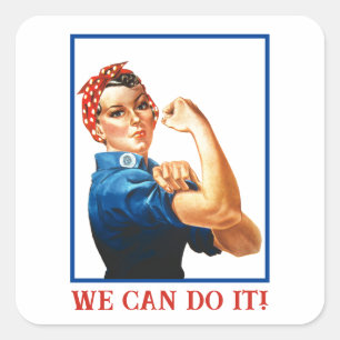 We Can Do It Rosie the Riveter Women Power WWII Square Sticker
