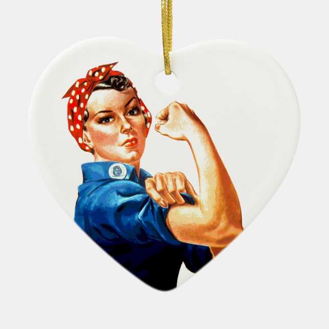 We Can Do It Rosie the Riveter WWII Propaganda Ceramic Ornament (Front)