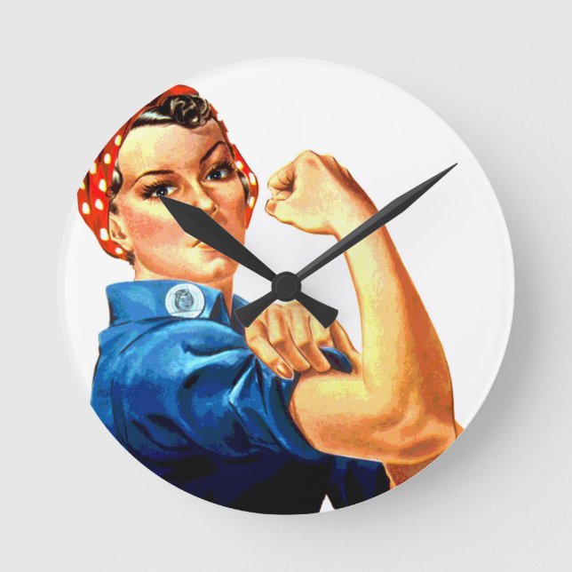 We Can Do It Rosie the Riveter WWII Propaganda Round Clock (Front)