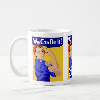 We Can Do It Sister Woman Scarf Yellow Blue  Coffee Mug
