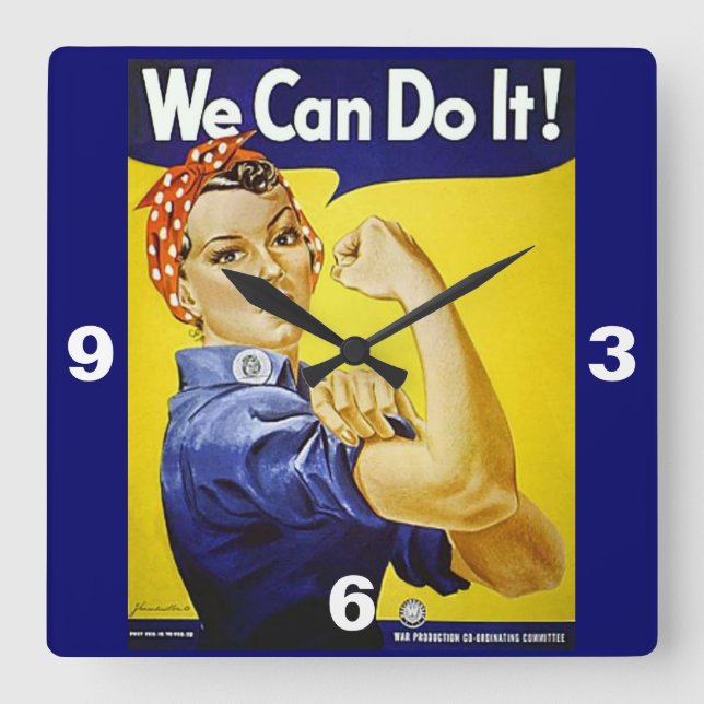We Can Do It! Square Wall Clock (Front)