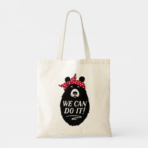 We Can Do It Vintage Bear Tote Bag