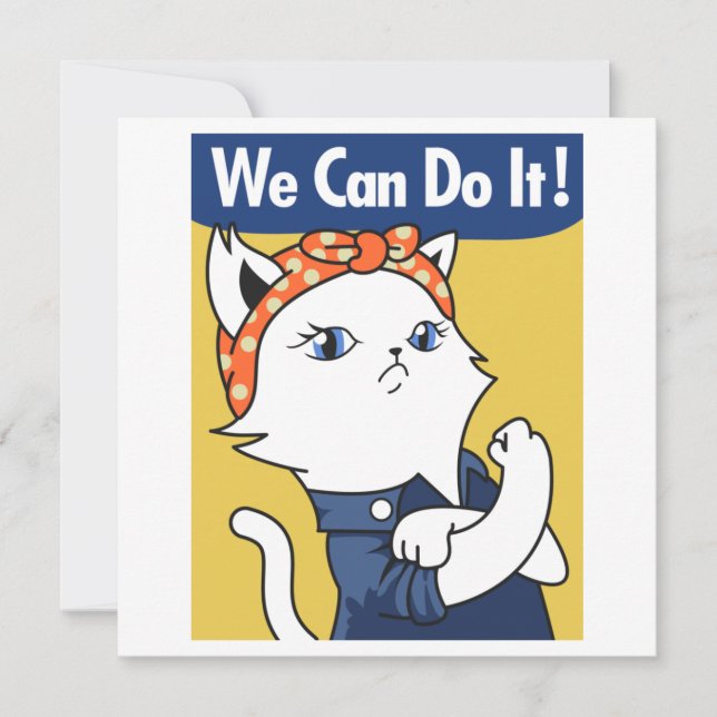 We Can Do It! White Cat Rosie the Riveter (Front)