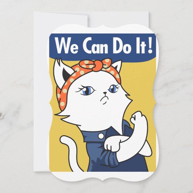 We Can Do It! White Cat Rosie the Riveter (Front)