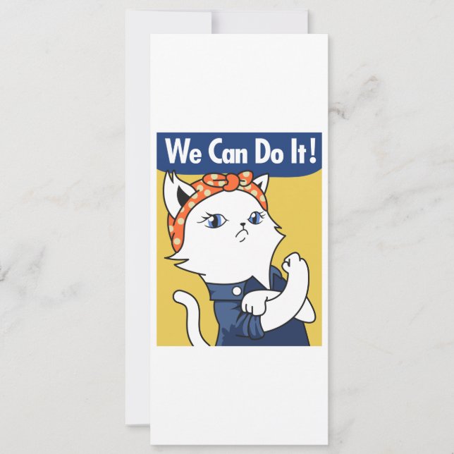 We Can Do It! White Cat Rosie the Riveter (Front)