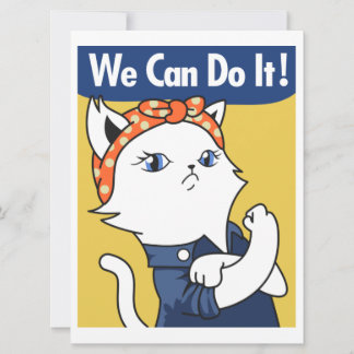 We Can Do It! White Cat Rosie the Riveter