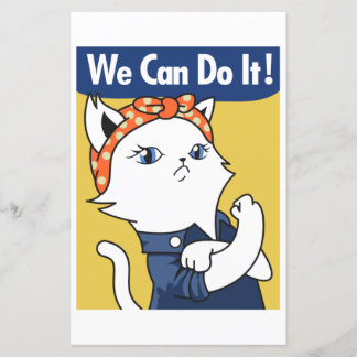 We Can Do It! White Cat Rosie the Riveter
