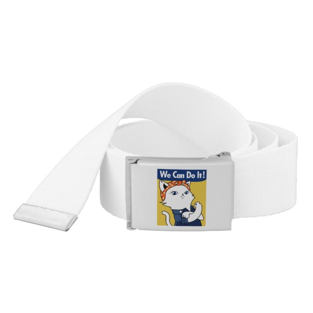 We Can Do It! White Cat Rosie the Riveter Belt (Snake)