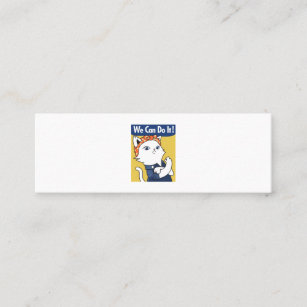 We Can Do It! White Cat Rosie the Riveter Business Mini Business Card