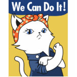 We Can Do It! White Cat Rosie the Riveter Cutout<br><div class="desc">"We Can Do It!" is an American World War II wartime poster produced by J. Howard Miller in 1943 for Westinghouse Electric as an inspirational image to boost female worker morale. The poster was little seen during World War II. It was rediscovered in the early 1980s and widely reproduced in...</div>