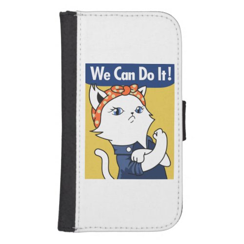 We Can Do It White Cat Rosie the Riveter Galaxy S4 Wallet Case