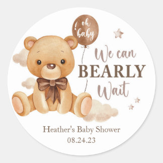 We Can Nearly Wait Baby Shower Favor Sticker