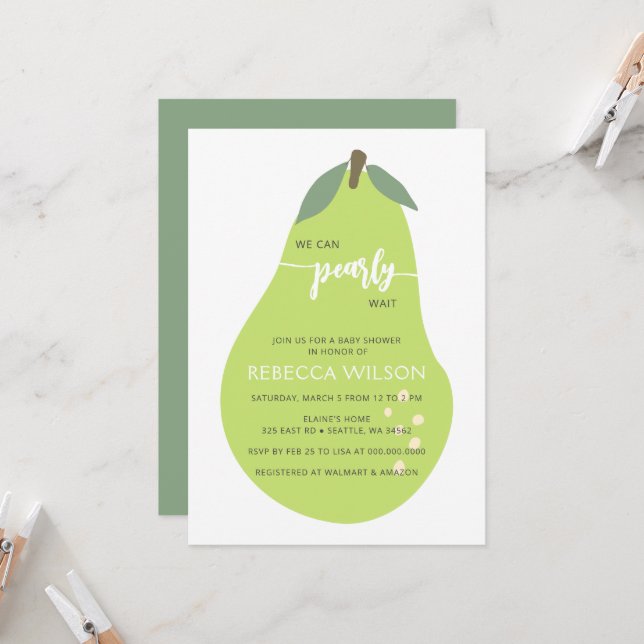 We Can Pearly Wait Fall Pear Baby Shower Invitation (Front/Back In Situ)