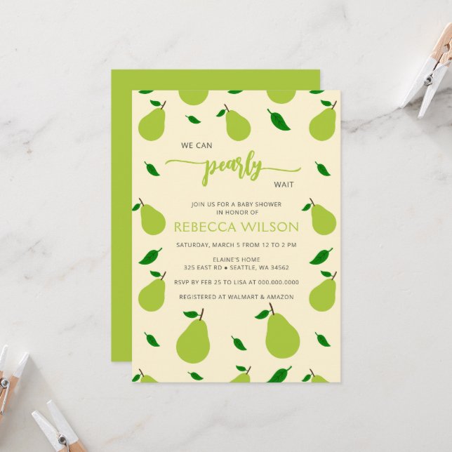 We Can Pearly Wait Fall Pear Baby Shower Invitation (Front/Back In Situ)